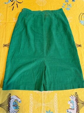 Vintage Handmade Emerald Green Corduroy Lined Skirt
